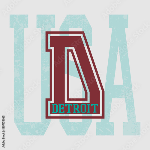 Retro typography university united states state vintage slogan print, 
highlighted grunge texture for graphic t-shirt or sweatshirt hoodie - Vector