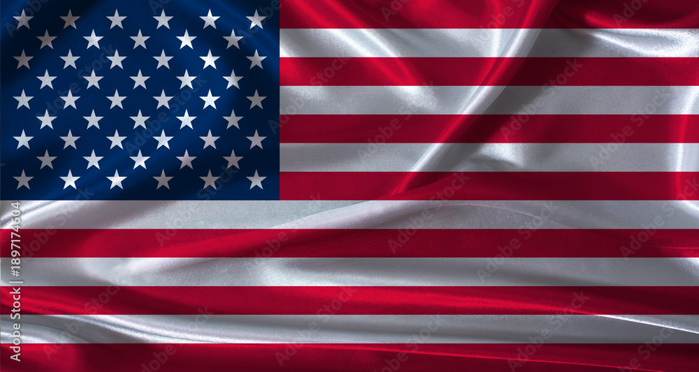 Fototapeta premium National flag of the United States with cloth texture. United States flag with realistic texture background