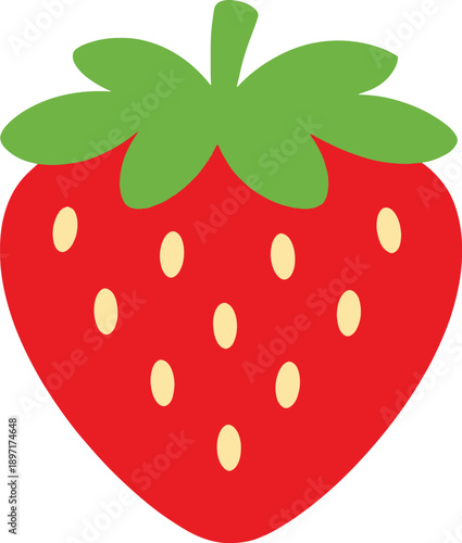 Strawberry Flat Fruit Icon Illustration