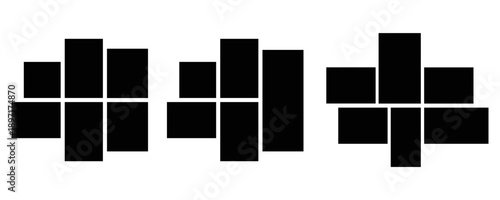 Asymmetrical 6 photo collage vector illustration. Tiles pattern for web and mockup presentation. Collage templates, Comics page grid layout abstract photo frames. pattern photo template collage.eps.10