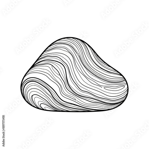Abstract smooth stone with wavy lines.