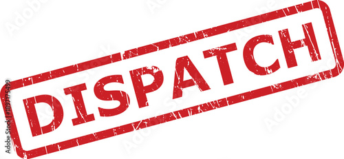 An official red rubber stamp mark indicating DISPATCH on a clean bright white surface