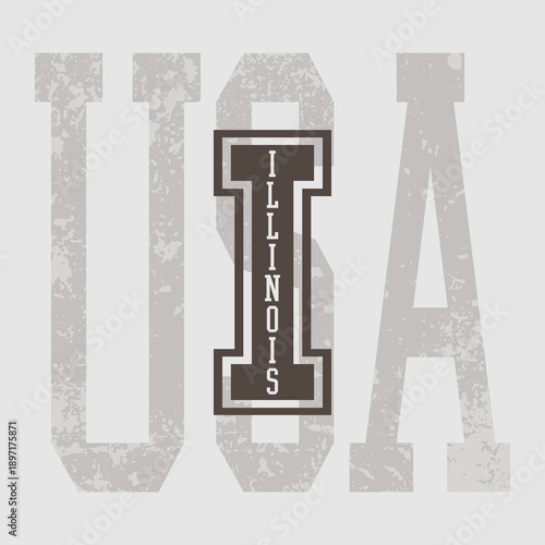 Retro typography university united states state vintage slogan print, 
highlighted grunge texture for graphic t-shirt or sweatshirt hoodie - Vector