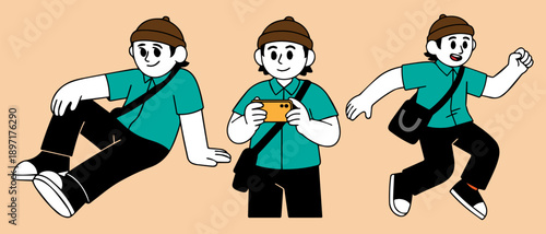 cool boy design character beanie