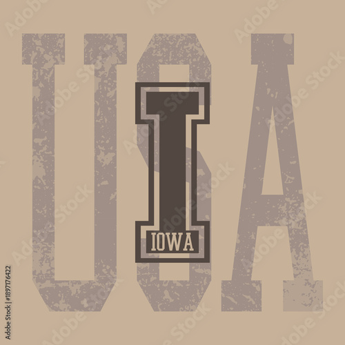 Retro typography university united states state vintage slogan print, 
highlighted grunge texture for graphic t-shirt or sweatshirt hoodie - Vector