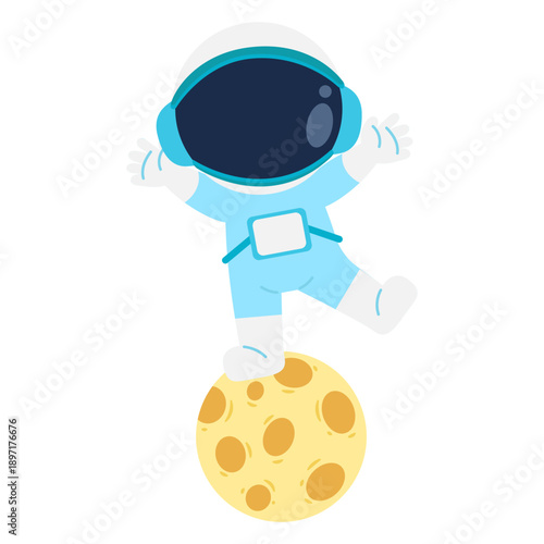 Astronaut Character Standing on the Moon Illustration