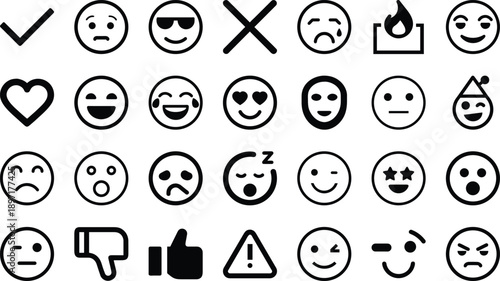  Collection of Minimalist Emoji and Symbols Vector Illustration