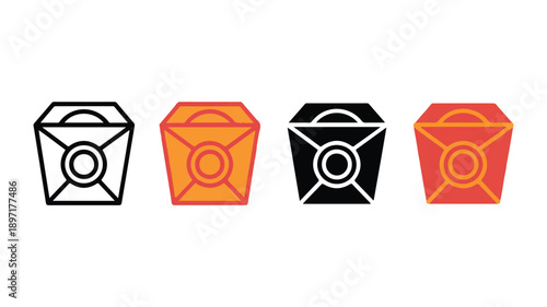 A set of four Chinese takeout box icons arranged horizontally (2)_traced