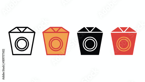 A set of four Chinese takeout box icons arranged horizontally (3)_traced