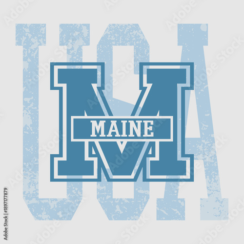 Retro typography university united states state vintage slogan print, 
highlighted grunge texture for graphic t-shirt or sweatshirt hoodie - Vector