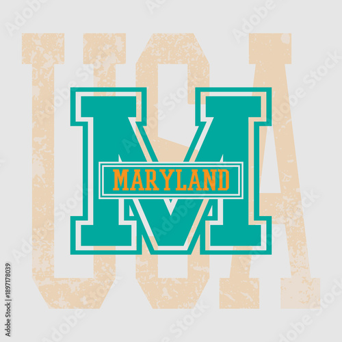 Retro typography university united states state vintage slogan print, 
highlighted grunge texture for graphic t-shirt or sweatshirt hoodie - Vector