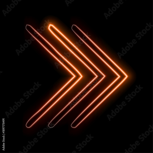 Bold Glowing Direction Arrow with Neon Light Effect