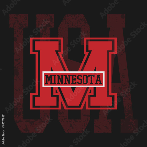 Retro typography university united states state vintage slogan print, 
highlighted grunge texture for graphic t-shirt or sweatshirt hoodie - Vector