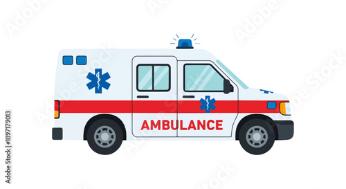 Ambulance Hospital Flat Vector  Emergency Medical Illustration Isolated on White Background