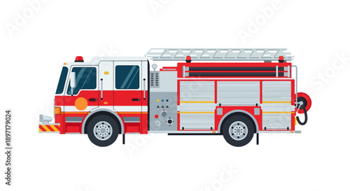 Fire Truck Vehicle Vector Illustration Isolated on White Background