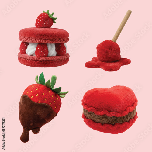 Fluffy Red Dessert Set