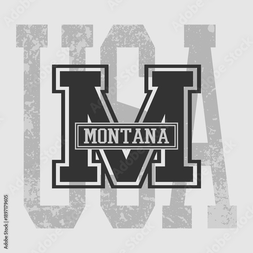 Retro typography university united states state vintage slogan print, 
highlighted grunge texture for graphic t-shirt or sweatshirt hoodie - Vector