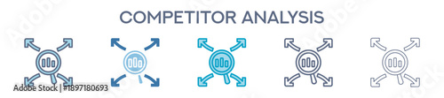 Competitor Analysis Line Icon Set For Business And Marketing Strategy 