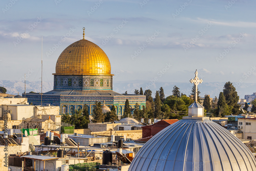 Naklejka premium Dome of the Rock on the Noble Sanctuary of Jerusalem, Israel