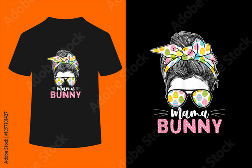 Mama Bunny - Leopard Sunglasses Easter Sunday Bunny T-Shirt
