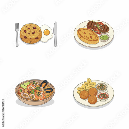 Traditional Peruvian Tacu Tacu Dish Served