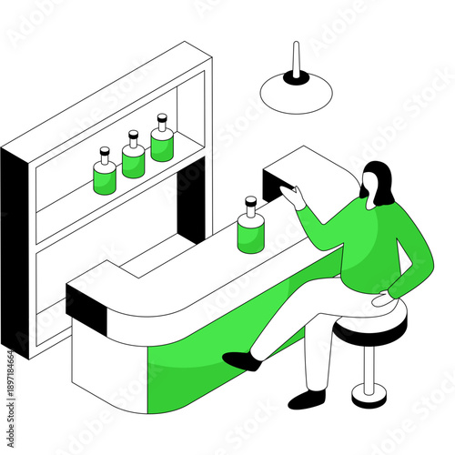 Bar counter illustration, editable vector 