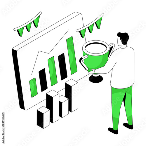 Premium download illustration of business success celebration 