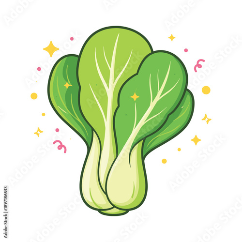 Fresh bok choy vegetable flat vector illustration