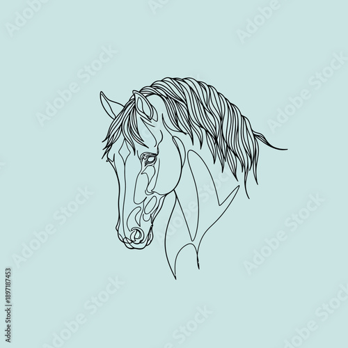 Elegant Horse Head Line Art Illustration 2.