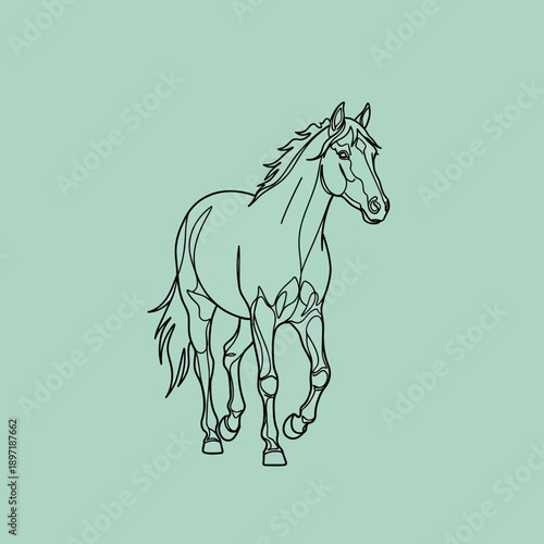 Elegant Horse Line Art Illustration 2.
