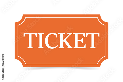 An orange ticket to a movie or an event. Flat design. 