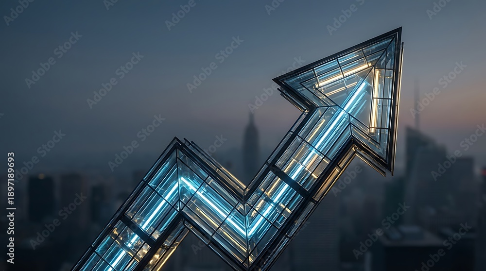 Naklejka premium 3D Business Arrow Rising Upward Showing Financial Growth and Success