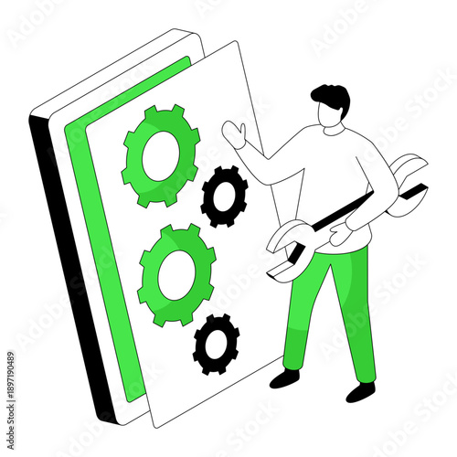 A unique design illustration of mobile setting 