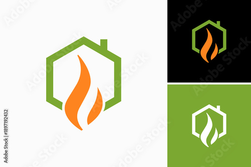 Fire With Home Vector Logo Premium 