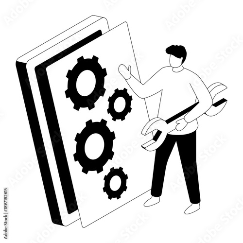 A unique design illustration of mobile setting 