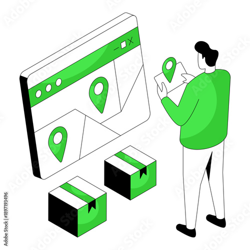 An eye catching design illustration of online parcel tracking 