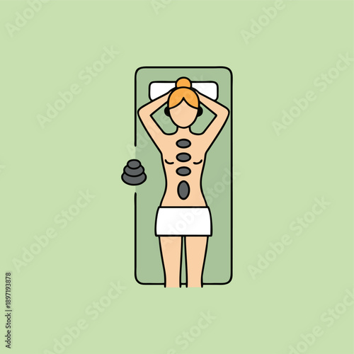 Woman Receiving Hot Stone Spa Therapy.