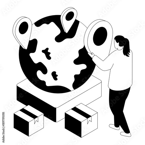 Perfect design illustration of global parcel location 