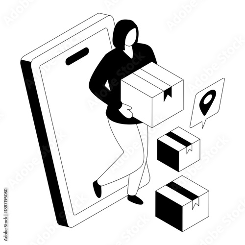 An illustration design of mobile parcel delivery 