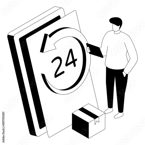 Creative design illustration of 24 hr delivery service 