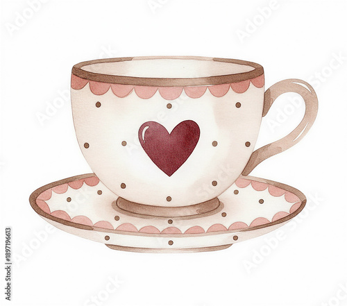 Wallpaper Mural A hot ceramic mug of morning coffee and a porcelain cup of tea with a heart on a white saucer represent a breakfast beverage isolated on a black plate Torontodigital.ca