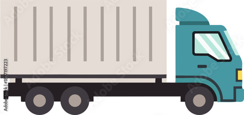 Delivery truck transporting goods, commercial vehicle for logistics and transportation services