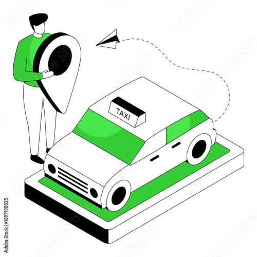 Editable design illustration of taxi booking application 