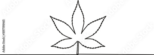 Continuous One Line Hemp Leaf Minimal Outline Vector