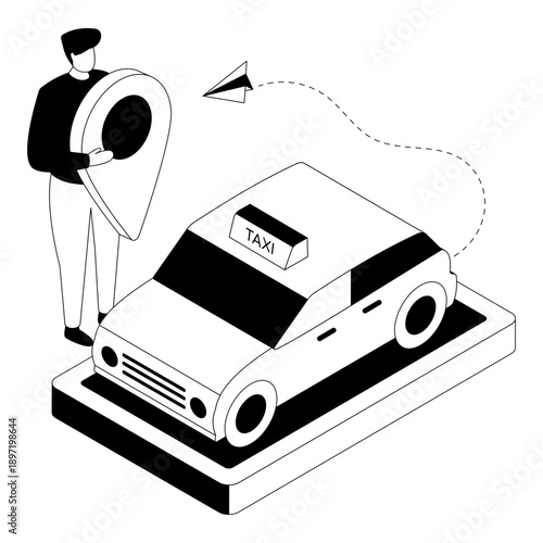 Editable design illustration of taxi booking application 
