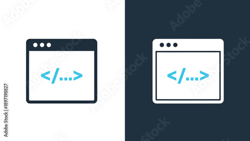 Web development icons - Blue icon set - Modern style icon - Vector icon set - Glyph and solid icon set - Icon vector - Flat Design Icon - Stock illustration