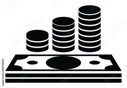 Stacked Coins and Bills: A Symbol of Financial Growth and Wealth