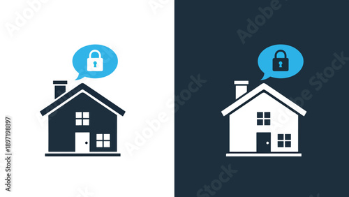 Secure home icons - Blue icon set - Modern style icon - Vector icon set - Glyph and solid icon set - Icon vector - Flat Design Icon - Stock illustration