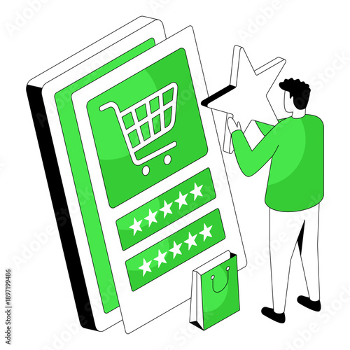A unique design illustration of shopping ratings 