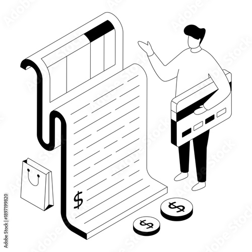 An illustration design of shopping bill 